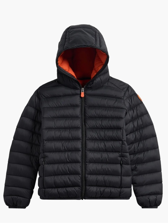 SAVE THE DUCK Other - SAVE THE DUCK Black Hooded Puffer Jacket with Orange Lining